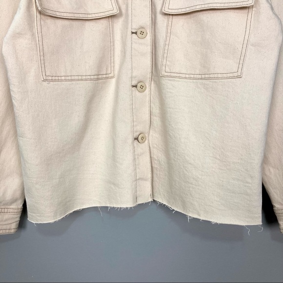 J Brand Oversized Double Pocket Jacket Women’s Size M Denim Boxy Fit Raw Hem - Picture 5 of 11